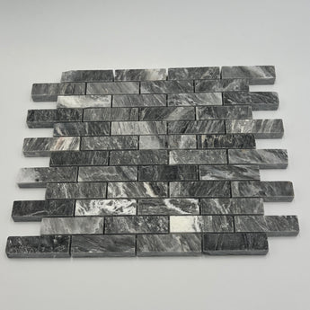 1x3 Bardiglio Marble Stacked Brick Polished Mosaic Tile - MosaicBros.com