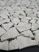Botticino Marble Flat Pebble Random Broken Mosaic Tile - MosaicBros.com