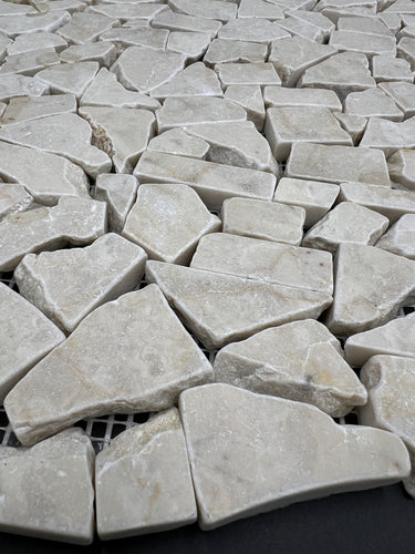 Botticino Marble Flat Pebble Random Broken Mosaic Tile - MosaicBros.com