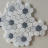 Crystal White & Opaque Grey Honed Hexagon Mosaic Tile - MosaicBros.com
