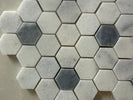 Crystal White & Opaque Grey Honed Hexagon Mosaic Tile