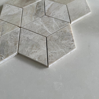 Royal Beige Polished Rhomboid Hexagon Marble Mosaic Tile - MosaicBros.com