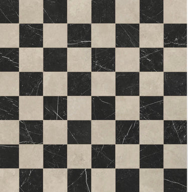 18x18 Checkerboard Pattern Ivory Polished Marble and Nero Marquina Polished Marble - MosaicBros.com