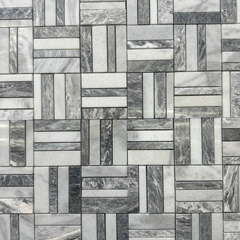 Atlantic Gray Triple Weave Marble Mosaic Tile Polished - MosaicBros.com