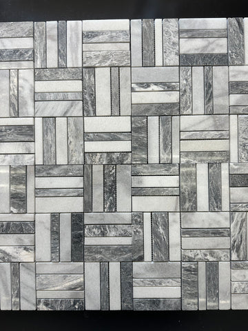Atlantic Gray Triple Weave Marble Mosaic Tile Polished - MosaicBros.com