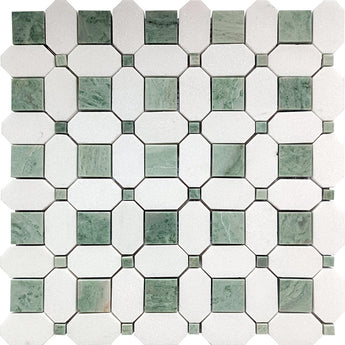 DERRY Mint Green, Thassos Mosaic Tile - MosaicBros.com