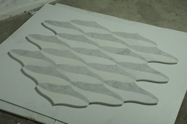Ice Gray Dolomite Carina 11.81" x 3.35" x 3/8" Waterjet Honed Mosaic Tile - MosaicBros.com