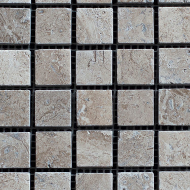 Lunar Noce Travertine 1x1 Tumbled Mosaic - MosaicBros.com