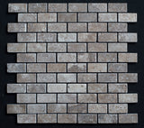 Lunar Noce Travertine 1x2 Tumbled Mosaic - MosaicBros.com