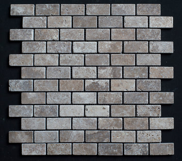 Lunar Noce Travertine 1x2 Tumbled Mosaic - MosaicBros.com