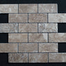 Lunar Noce Travertine 2x4 Tumbled Mosaic - MosaicBros.com
