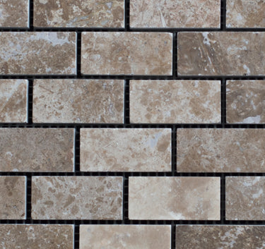 Lunar Noce Travertine 1x2 Honed and Filled Mosaic - MosaicBros.com