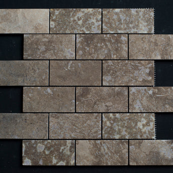 Lunar Noce Travertine 2x4 Honed and Filled Mosaic - MosaicBros.com
