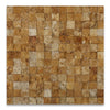 1 x 1 Split-faced Gold Travertine 3-D Mosaic Tile