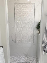 PALAU Calacatta Gold, Thassos Mix Mosaic Tile - MosaicBros.com