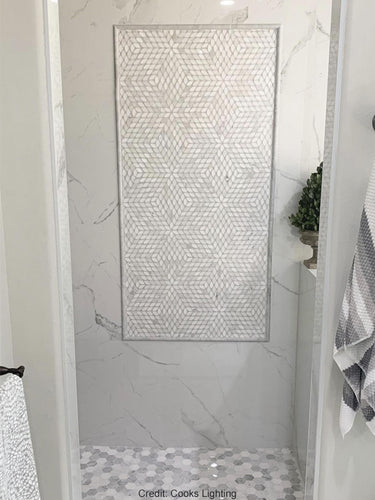 PALAU Calacatta Gold, Thassos Mix Mosaic Tile - MosaicBros.com