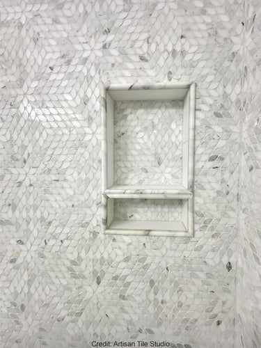 PALAU Calacatta Gold, Thassos Mix Mosaic Tile - MosaicBros.com