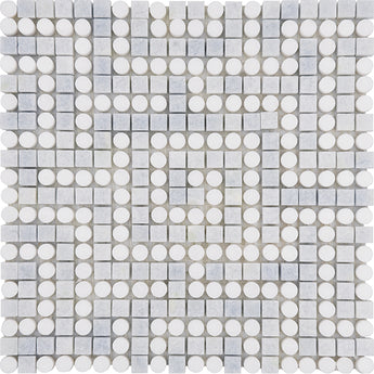 WENO Blue Celeste, Thassos Mix Mosaic Tile - MosaicBros.com
