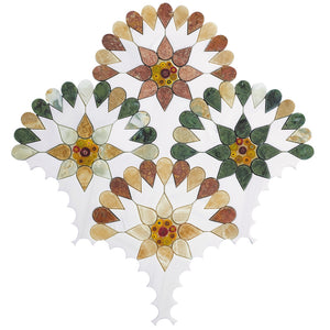 NANDI  Bianco Dolomiti, Red Travertine, Honey Onyx Mix Mosaic Tile