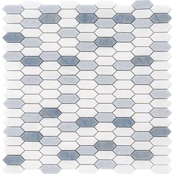 AMMOS Thassos, Blue Celeste, Azul Macauba Mix Mosaic Tile - MosaicBros.com