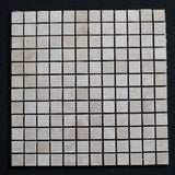 Ivory Travertine 1x1 Honed and Filled Mosaic - MosaicBros.com