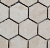 Ivory Travertine 2x2 Hexagon Honed and Filled Mosaic - MosaicBros.com