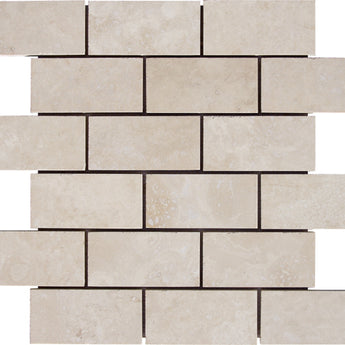 Ivory Travertine 3x6 Honed and Filled Mosaic - MosaicBros.com