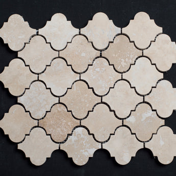 Ivory Travertine Lantern Honed and Filled Mosaic - MosaicBros.com