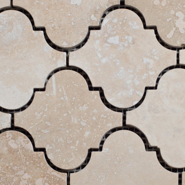 Ivory Travertine Lantern Honed and Filled Mosaic - MosaicBros.com