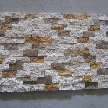 Miami Light Rustic Tumbled Travertine 1x2 Split Face Mosaic - MosaicBros.com