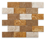 Miami Light Rustic Tumbled Travertine 2x4 Split Face Mosaic - MosaicBros.com