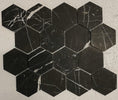 Nero Marquina Marble 3x3 Hexagon Honed Mosaic - MosaicBros.com