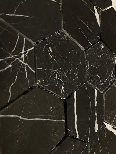 Nero Marquina Marble 3x3 Hexagon Honed Mosaic - MosaicBros.com