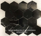 Nero Marquina Hexagon 3x3 Polished Mosaic Tile - MosaicBros.com