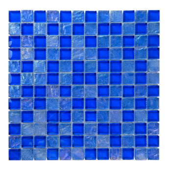 Crystal Aqua Osaka Deep Blue 1x1 Glass Mosaic Tile - MosaicBros.com