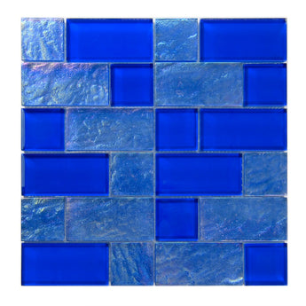 Crystal Aqua Osaka Deep Blue Multangular Glass Mosaic Tile - MosaicBros.com