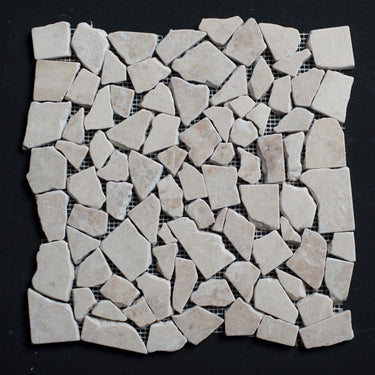 Cappuccino Pebble Tumbled Marble Mosaic Tile - MosaicBros.com