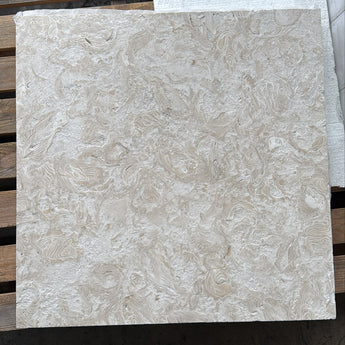 Natural stone tile by RN, Eastern Shell Limestone 24x24 brushed tile showcasing textured, earthy limestone surface for flooring or walls.