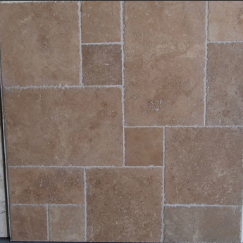 Noce Travertine Brushed and Chiseled Versailles Pattern Tile (French Pattern) - MosaicBros.com