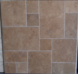 Noce Travertine Brushed and Chiseled Versailles Pattern Tile (French Pattern) - MosaicBros.com