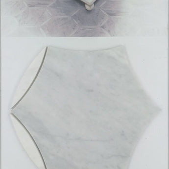 Carrara Carina Ania 10.65" x 3/8" Hexagon Waterjet Honed Mosaic Tile - MosaicBros.com