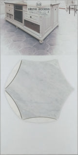 Carrara Carina Ania 10.65" x 3/8" Hexagon Waterjet Honed Mosaic Tile - MosaicBros.com