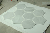 Carrara Carina Ania 10.65" x 3/8" Hexagon Waterjet Honed Mosaic Tile - MosaicBros.com