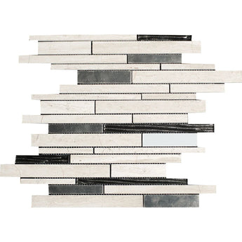 Stainless Steel Glass and Haisa Marble Combination Glass Mosaic Tile - MosaicBros.com