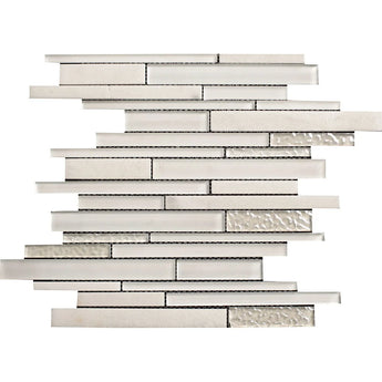 Frost Glossy Glass and White Marble Combination Glass Mosaic Tile - MosaicBros.com