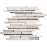 Frost Glossy Glass and White Marble Combination Glass Mosaic Tile - MosaicBros.com