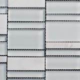 Cloud and White Random Sizes Rectangle Marble Glass Mosaic Tile - MosaicBros.com