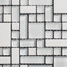 Glossy Glass & White Marble French Pattern Glass Mosaic Tile - MosaicBros.com