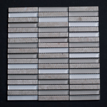 Glossy Glass and Haisa Marble Combination Glass Mosaic Tile - MosaicBros.com
