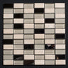 Creamy Glass Stainless Steel and Ivory Travertine Rectangles Glass Mosaic Tile - MosaicBros.com
